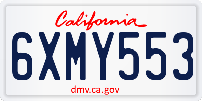 CA license plate 6XMY553