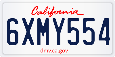 CA license plate 6XMY554