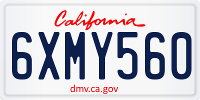 CA license plate 6XMY560