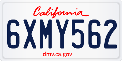 CA license plate 6XMY562