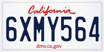 CA license plate 6XMY564