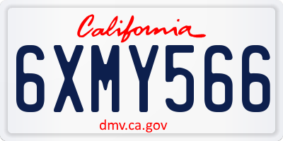 CA license plate 6XMY566