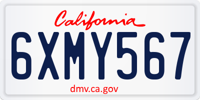CA license plate 6XMY567
