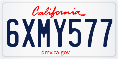 CA license plate 6XMY577
