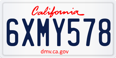 CA license plate 6XMY578