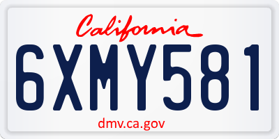 CA license plate 6XMY581