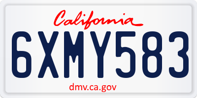 CA license plate 6XMY583