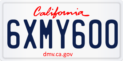 CA license plate 6XMY600