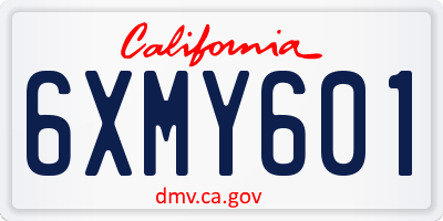 CA license plate 6XMY601