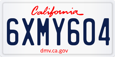 CA license plate 6XMY604