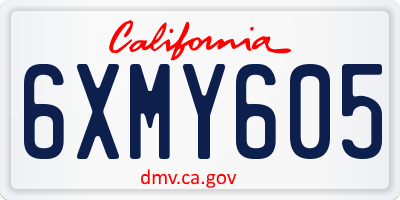 CA license plate 6XMY605