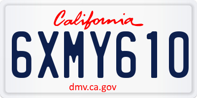 CA license plate 6XMY610