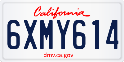 CA license plate 6XMY614