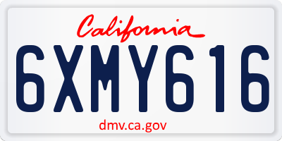 CA license plate 6XMY616