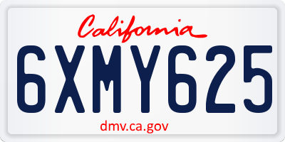CA license plate 6XMY625