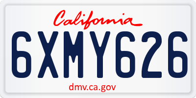 CA license plate 6XMY626