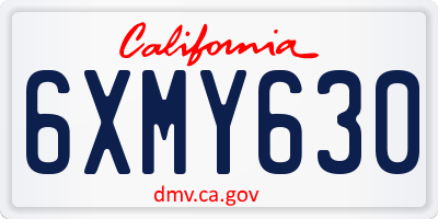CA license plate 6XMY630