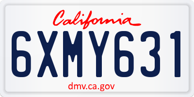 CA license plate 6XMY631