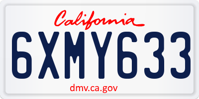 CA license plate 6XMY633