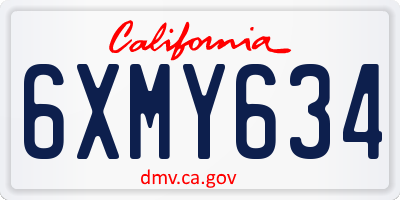 CA license plate 6XMY634