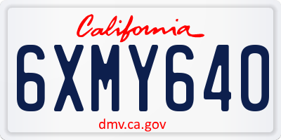 CA license plate 6XMY640
