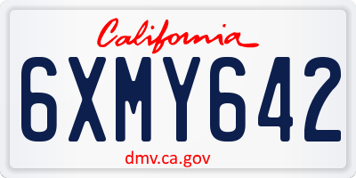 CA license plate 6XMY642