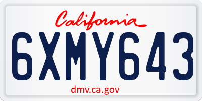 CA license plate 6XMY643