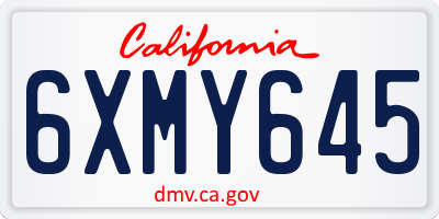 CA license plate 6XMY645