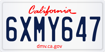 CA license plate 6XMY647