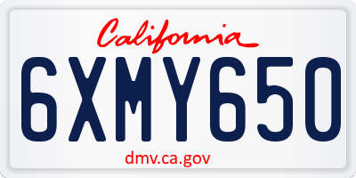 CA license plate 6XMY650