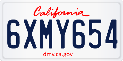 CA license plate 6XMY654