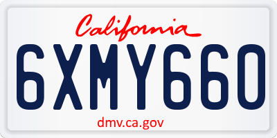 CA license plate 6XMY660
