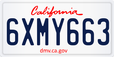 CA license plate 6XMY663