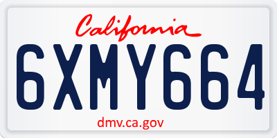 CA license plate 6XMY664