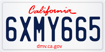 CA license plate 6XMY665