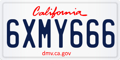CA license plate 6XMY666