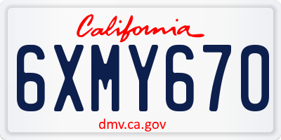 CA license plate 6XMY670