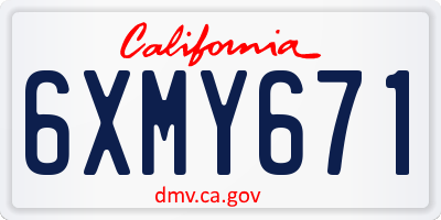 CA license plate 6XMY671