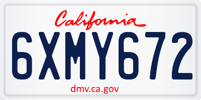 CA license plate 6XMY672