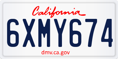 CA license plate 6XMY674