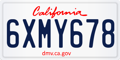 CA license plate 6XMY678