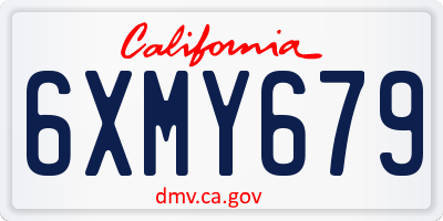 CA license plate 6XMY679