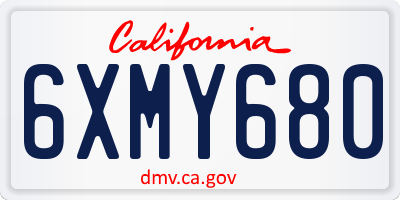 CA license plate 6XMY680