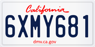 CA license plate 6XMY681