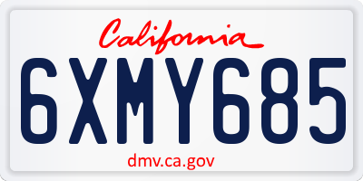 CA license plate 6XMY685