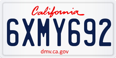 CA license plate 6XMY692