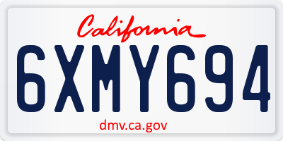 CA license plate 6XMY694