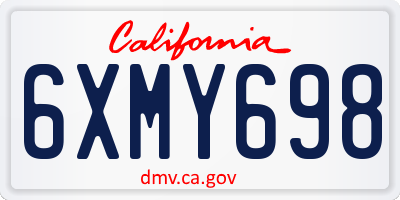 CA license plate 6XMY698