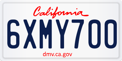 CA license plate 6XMY700