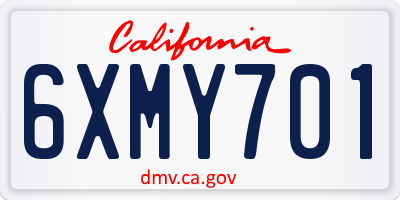 CA license plate 6XMY701